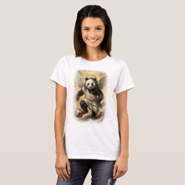 Renaissance-Panda-Stil spielt Fußball auf einem T-Shirt