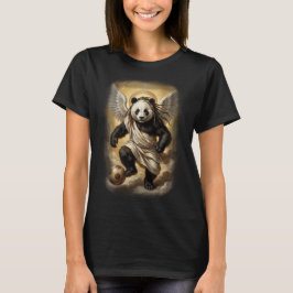 Renaissance-Panda-Stil spielt Fußball auf einem T-Shirt