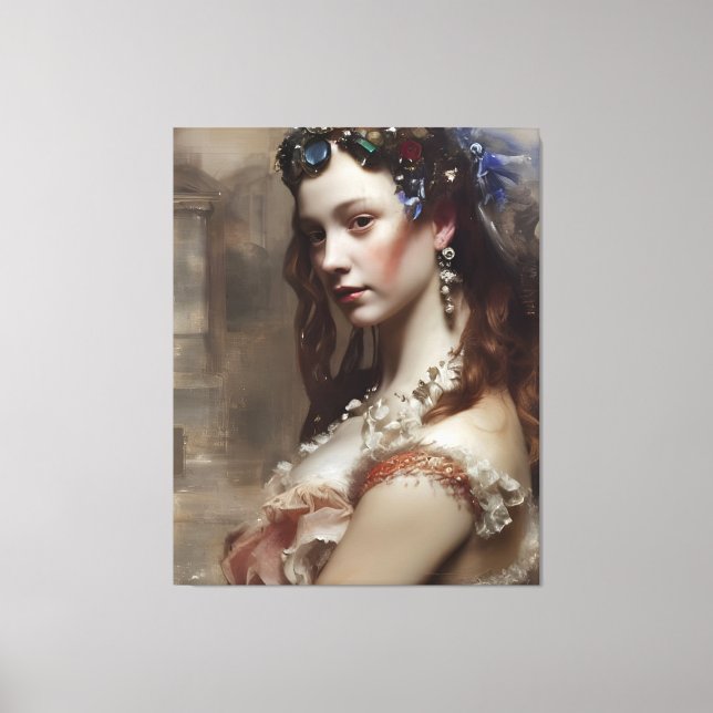 Renaissance Princess AI generierte Fantasiekunst Leinwanddruck (Vorderseite)
