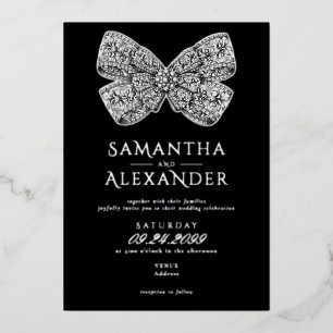 Renaissance-Regency-Verschnörkelte Schleife Schwar Folieneinladung