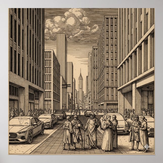 Renaissance-Stadt Zeichnend Poster (Vorne)