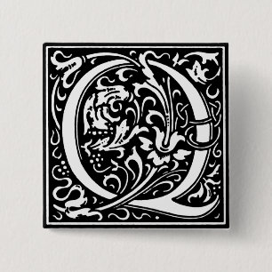 Renaissance-Stil Alphabet Buchstabe Q - Stift Button