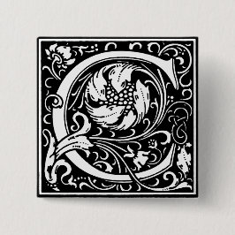 Renaissance Style Alphabet Letter C - Button