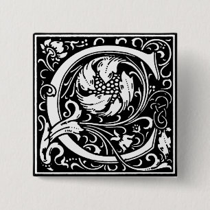 Renaissance Style Alphabet Letter C - Button