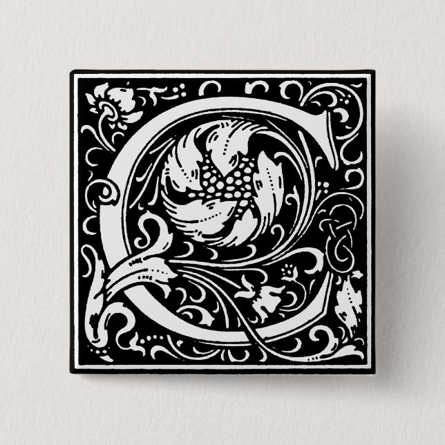 Renaissance Style Alphabet Letter C - Button (Vorderseite)