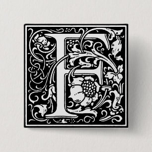 Renaissance Style Alphabet Letter F - Button