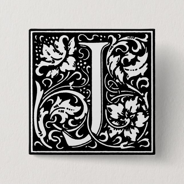 Renaissance Style Alphabet Letter J - Button (Vorderseite)