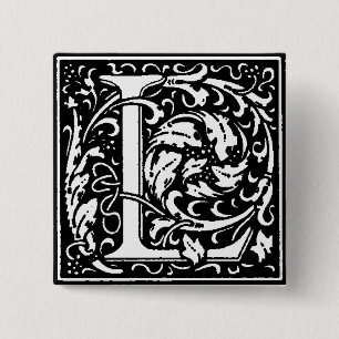 Renaissance Style Alphabet Letter L - Button