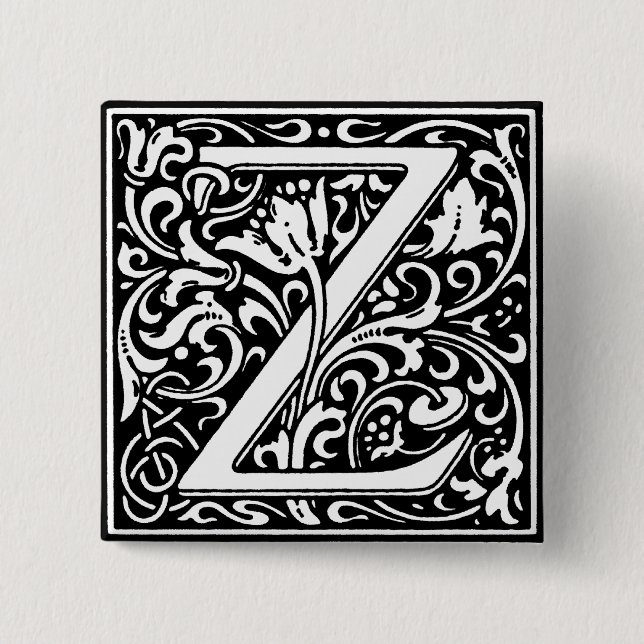 Renaissance Style Alphabet Letter Z - Button (Vorderseite)