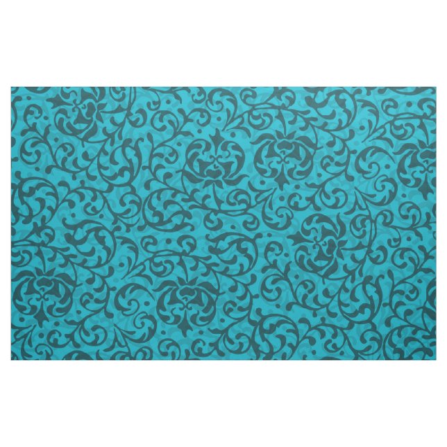 Renaissance-Türkis-Blumendamast Stoff (Fat Quarter (45,7 x 55,9 cm))