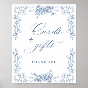 Renaissance Verziert Dusty Blue Cards und Geschenk Poster