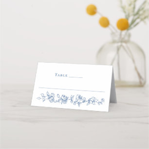 Renaissance Verziert Dusty Blue Floral Wedding Platzkarte