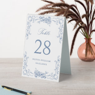 Renaissance Verziert Dusty Blue Floral Wedding Tischaufsteller