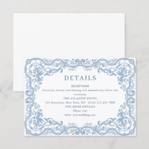 Renaissance Verziert Dusty Blue Wedding Details Begleitkarte
