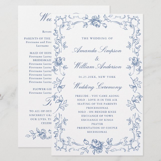 Renaissance Verziert Dusty Wedding Zeremonie Progr (Vorne/Hinten)