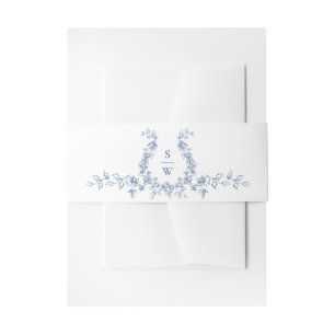 Renaissance Verziert Floral Dusty Blue Wedding Einladungsbanderole