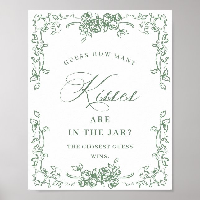 Renaissance Verziert Sage Green Floral Brautparty Poster (Vorne)