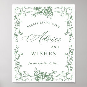 Renaissance Verziert Sage Grüne Beratung & Wünsche Poster