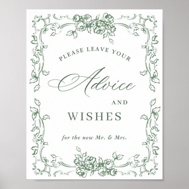 Renaissance Verziert Sage Grüne Beratung & Wünsche Poster (Vorne)
