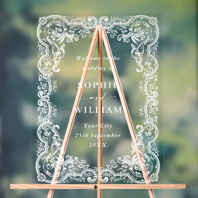 Renaissance Verziert Wedding WELCOME Hochzeit Acrylschild (Neutral)