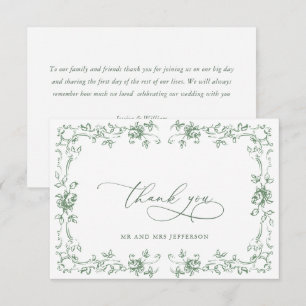 Renaissance Verzierte Blumenfeier Grüne Hochzeit Dankeskarte