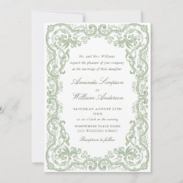 Renaissance Verzierte Blumenfeier Grüne Hochzeit Einladung