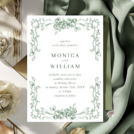 Renaissance Verzierte Blumenfeier Grüne Hochzeit Einladung