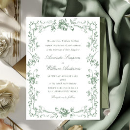 Renaissance Verzierte Blumenfeier Grüne Hochzeit Einladung