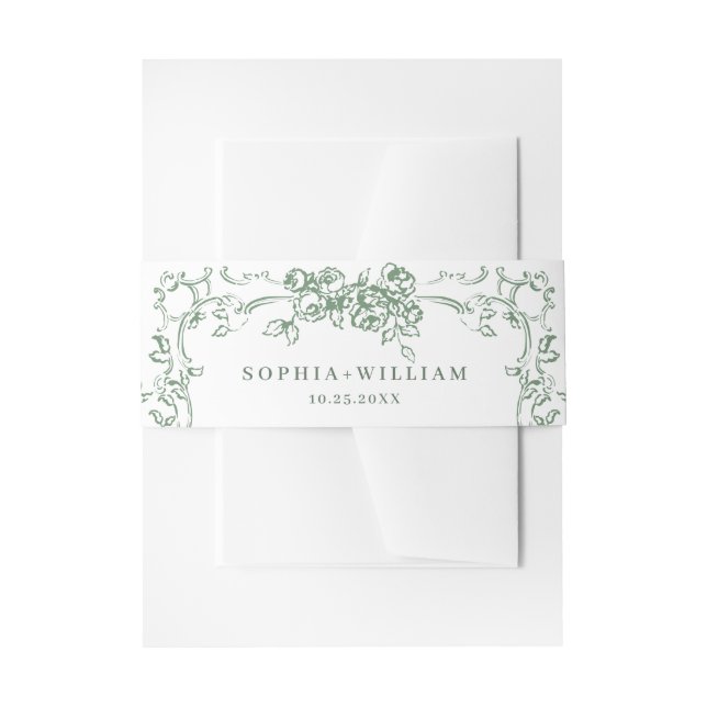 Renaissance Verzierte Blumenfeier Grüne Hochzeit Einladungsbanderole (Vorderseite Beispiel)