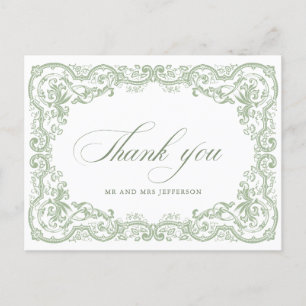 Renaissance Verzierte Blumenfeier Grüne Hochzeit Postkarte