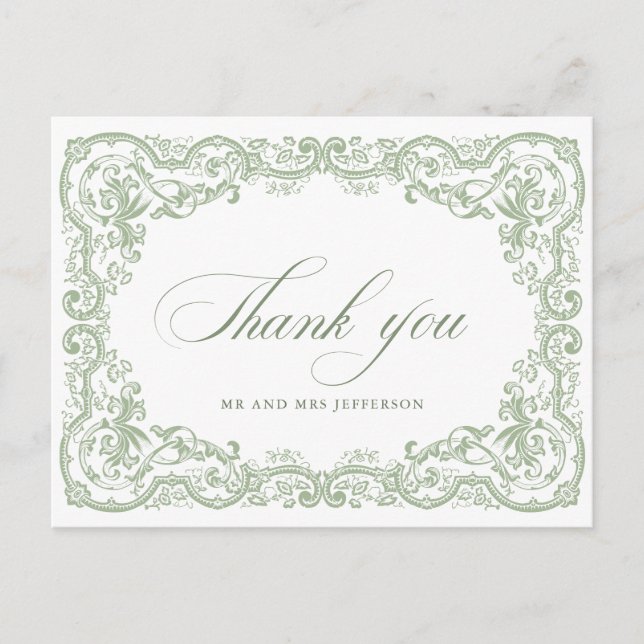 Renaissance Verzierte Blumenfeier Grüne Hochzeit Postkarte (Vorderseite)