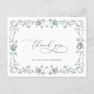 Renaissance Verzierte Blumenfeier Grüne Hochzeit Postkarte