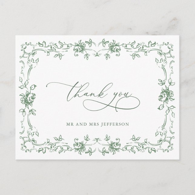 Renaissance Verzierte Blumenfeier Grüne Hochzeit Postkarte (Vorderseite)