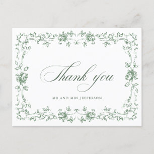Renaissance Verzierte Blumenfeier Grüne Hochzeit Postkarte