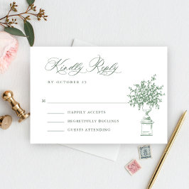 Renaissance Verzierte Blumenfeier Grüne Hochzeit RSVP Karte