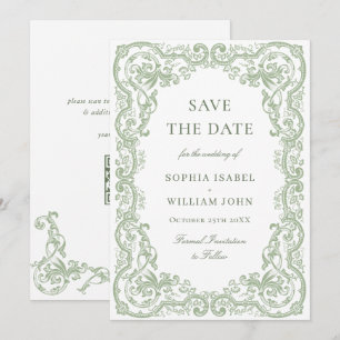 Renaissance Verzierte Blumenfeier Grüne Hochzeit Save The Date