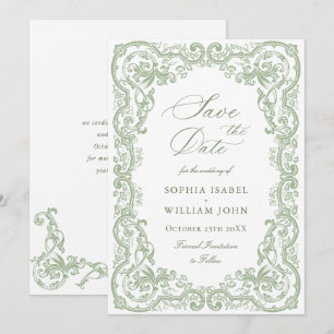 Renaissance Verzierte Blumenfeier Grüne Hochzeit Save The Date