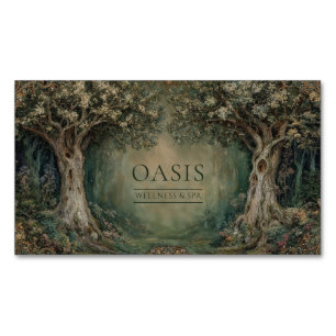Renaissance Wald Art Nouveau Alter Baum Magnetische Visitenkarte