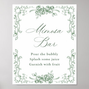 Renaissance-Zier-Sage-Grün-Mimosa-Bar-Schild Poster