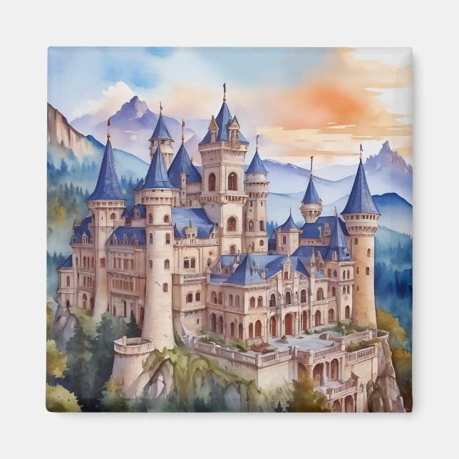 Renaissanceschloss in den Bergen. AI-Technologie Magnet (Vorne)