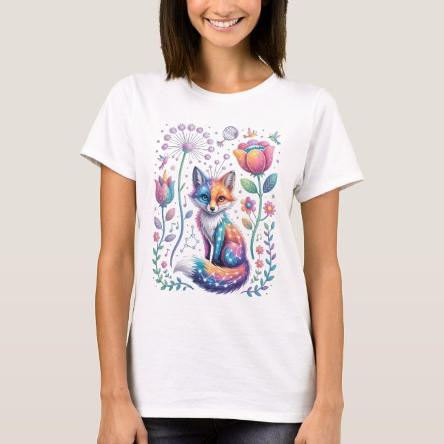 Renard cosmique en T-shirt Dreamy Garden (Devant)