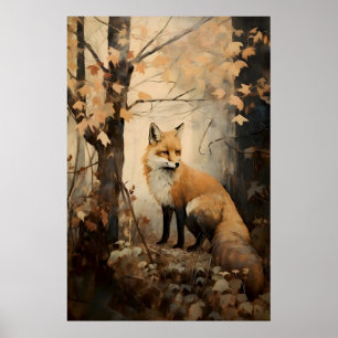 Renard dans une impression de forêt automnale, Art
