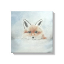 Renard en hiver sur toile