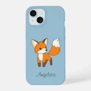 Renard mignon sur fond bleu