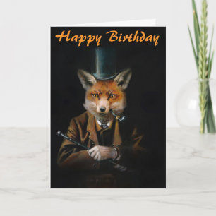 Renard vintage en Casquette Carte d'anniversaire