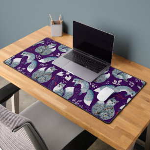 Renards bleus stylisés avec des motifs floraux com