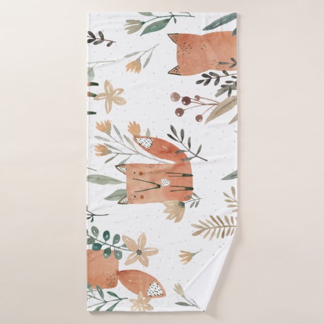 Renards dans les prés : Aquarelle transparente (Serviette de bain)