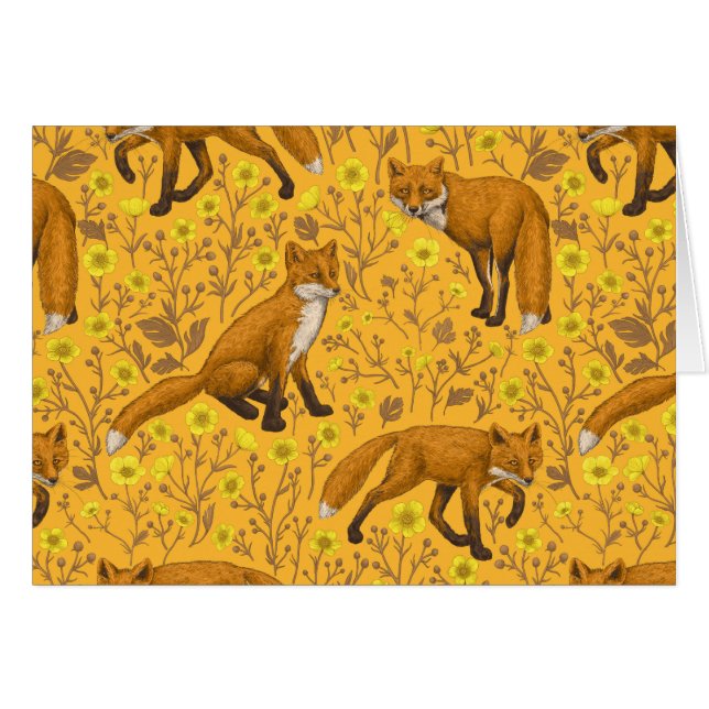 Renards et papillons sur orange (Devant horizontal)