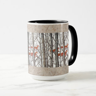 Renards rouges dans la tasse de café rustique