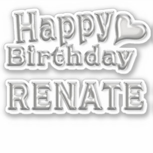 Renate Joyeux Anniversaire autocollant argenté